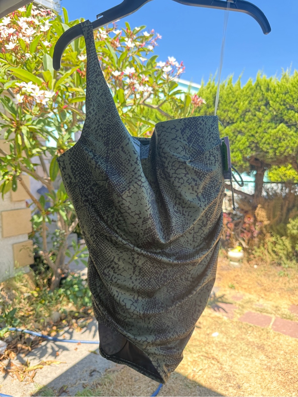 Lane Bryant Olive Green Snake-Print One-Piece Swimsuit